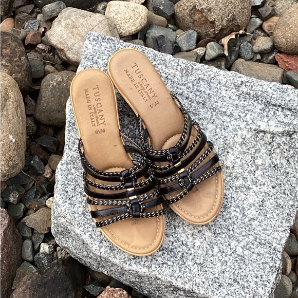 🇫🇷 French Kiss Black and Copper RUFFLE Bow Ballerina Flat Sz - Picture 6 of 15